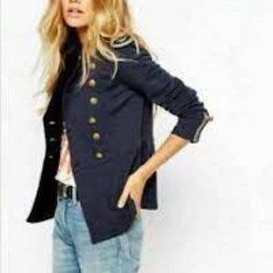 Vintage Women's Denim & Supply Ralph Lauren Blue Military Officer Jacket